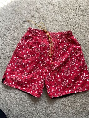 Rhude Red Bandana-Print Shorts